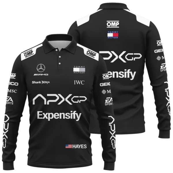 2025 F1 The Movie Black Version For Racing Fan Exclusive Long Polo Shirt BLF116625A2LPL