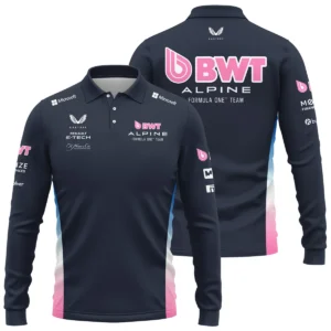 2025 Alpine F1 Team Suit Long Polo Shirt BLVA150725A01ALPLPL