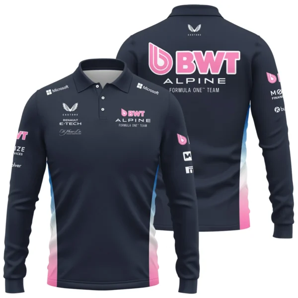 2025 Alpine F1 Team Suit Long Polo Shirt BLVA150725A01ALPLPL
