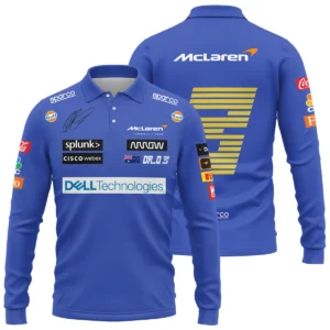 2021 Daniel Ricciardo McLaren F1 Team Race Suit Long Polo Shirt BLVA180725A03LPL