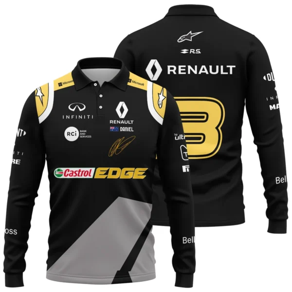 2020 Daniel Ricciardo Renault Alpinestars Race Suit Long Polo Shirt BLVA180725A04LPL