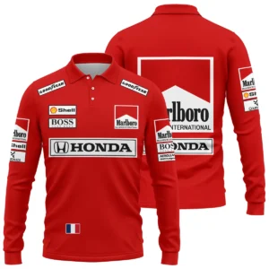 1989 Alain Prost Racing Costume Ferrari F1 Team Long Polo Shirt BLVAAP070725A01LPL