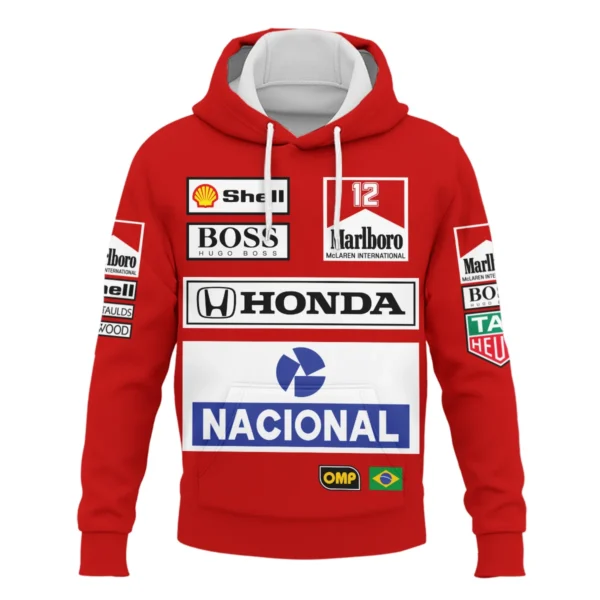 1988 Ayrton Senna Honda Race Suit Marlboro McLaren Hoodie BL3725A2HD - Image 2