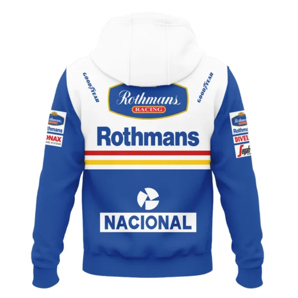 1994 Ayrton Senna Rothmans Williams Renault F1 Racing Team Zipper Hoodie BL3725A6ZHD - Image 3