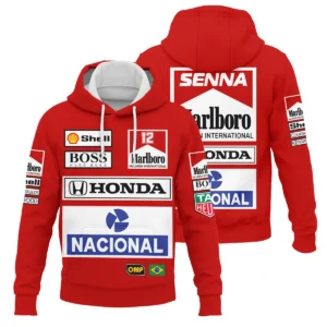 1988 Ayrton Senna Honda Race Suit Marlboro McLaren Hoodie BL3725A2HD