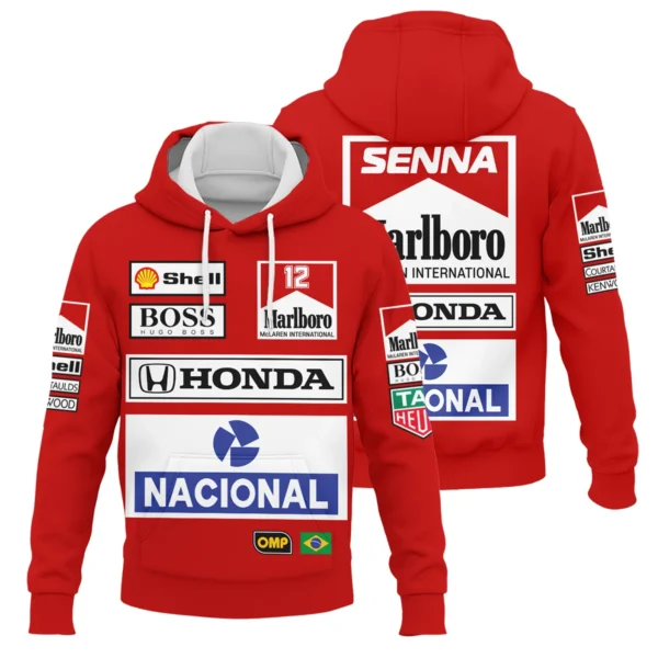 1988 Ayrton Senna Honda Race Suit Marlboro McLaren Hoodie BL3725A2HD