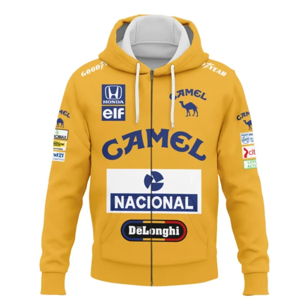 1987 Ayrton Senna Camel Honda Formula 1 Racing Team Zipper Hoodie BL3725A5ZHD - Image 2