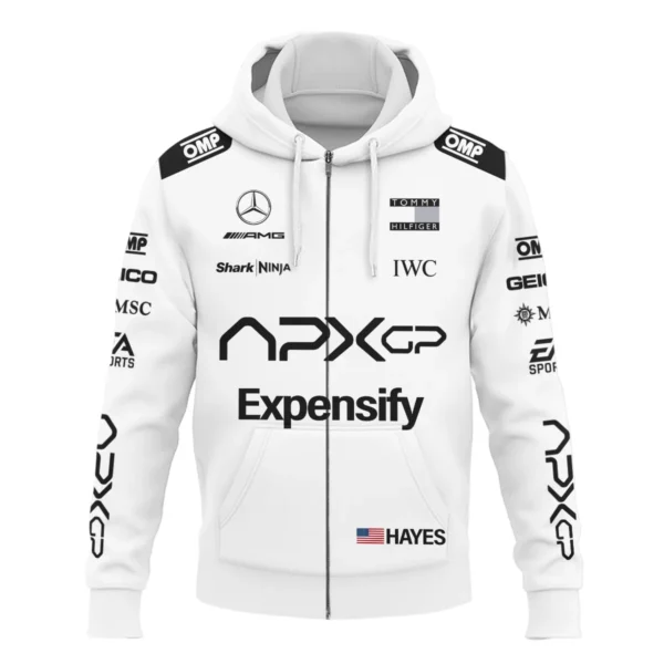 2025 F1 The Movie White Version For Racing Fan Exclusive Zipper Hoodie BLF116625A1ZHD - Image 2