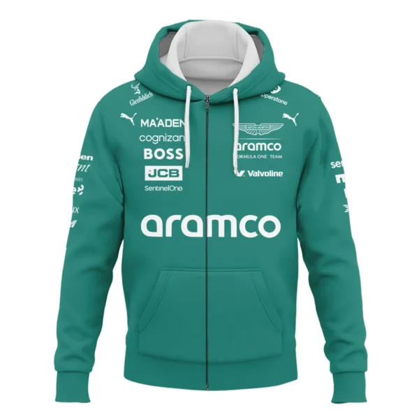 2025 Aston Martin F1 Race Suit Zipper Hoodie BLVA120725A04AMZHD - Image 2