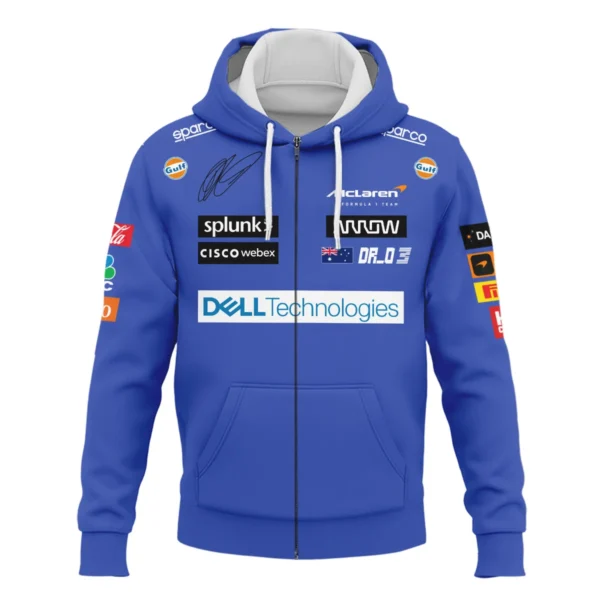 2021 Daniel Ricciardo McLaren F1 Team Race Suit Zipper Hoodie BLVA180725A03ZHD - Image 2