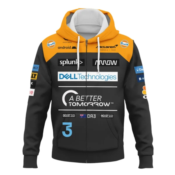 2022 Daniel Ricciardo McLaren F1 Team Race Suit Zipper Hoodie BLVA180725A06ZHD - Image 2