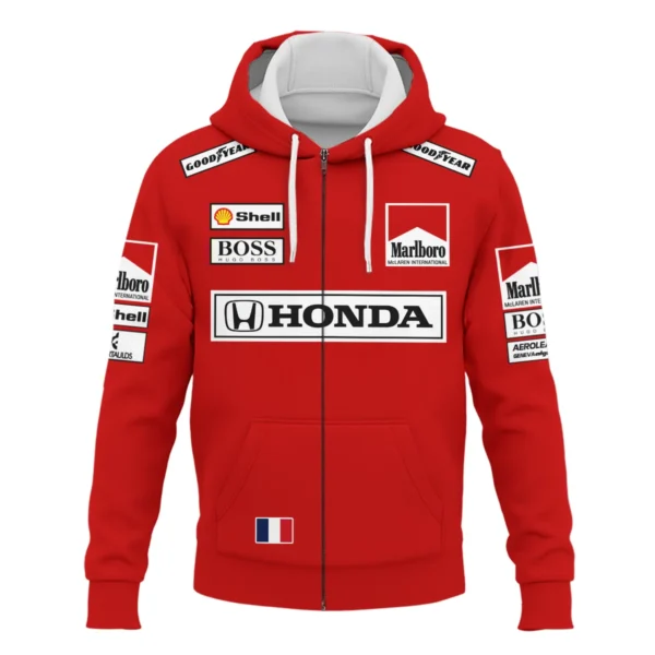 1989 Alain Prost Racing Costume Ferrari F1 Team Zipper Hoodie BLVAAP070725A01ZHD - Image 2