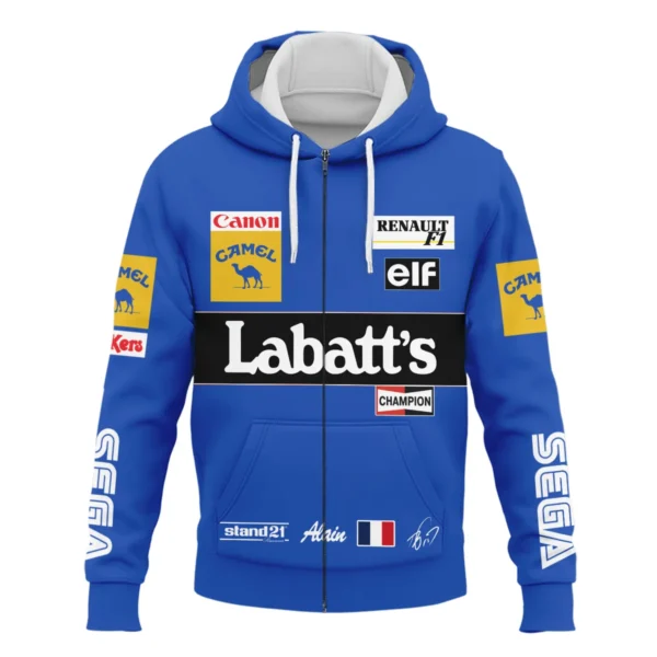 1993 Alain Prost Racing Suit Williams Renault F1 Team Zipper Hoodie BLVAAP070725A03ZHD - Image 2