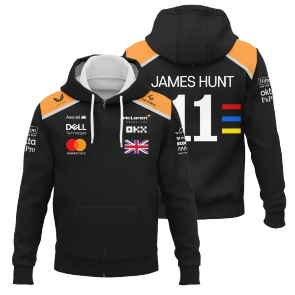 2025 James Hunt McLaren F1 Zipper Hoodie For Fans BL2725A2ZHD