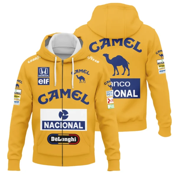 1987 Ayrton Senna Camel Honda Formula 1 Racing Team Zipper Hoodie BL3725A5ZHD