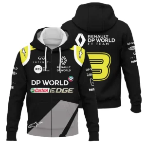 2018 Daniel Ricciardo Renault DP World Race Suit Zipper Hoodie BLVA180725A01ZHD