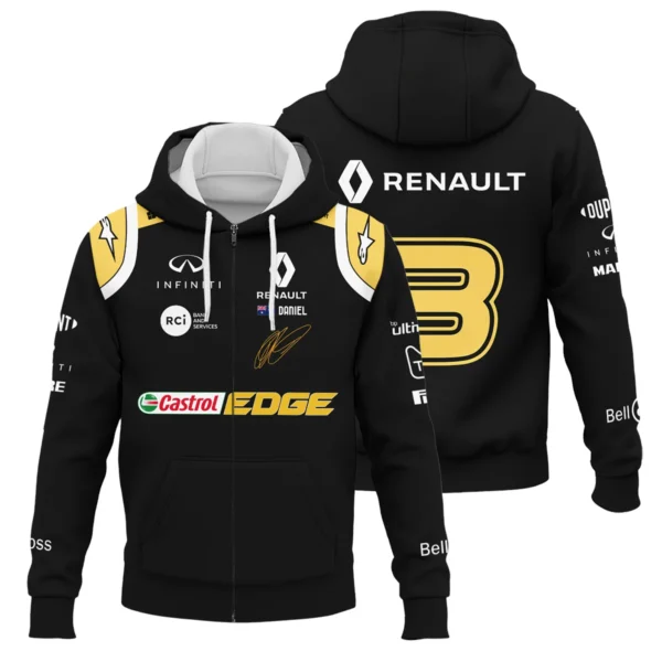 2019 Daniel Ricciardo Renault F1 Team Race Suit Zipper Hoodie BLVA180725A02ZHD