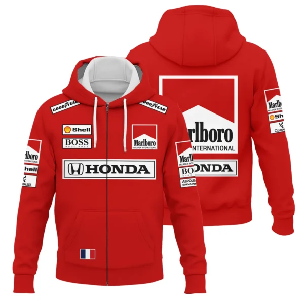 1989 Alain Prost Racing Costume Ferrari F1 Team Zipper Hoodie BLVAAP070725A01ZHD