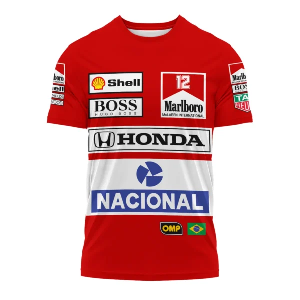 1988 Ayrton Senna Honda Race Suit Marlboro McLaren T-Shirt BL3725A2TS - Image 2