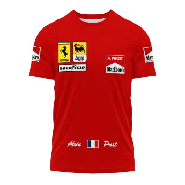 1990 Alain Prost Racing Costume Ferrari F1 Team T-Shirt BLVAAP070725A02TS - Image 2