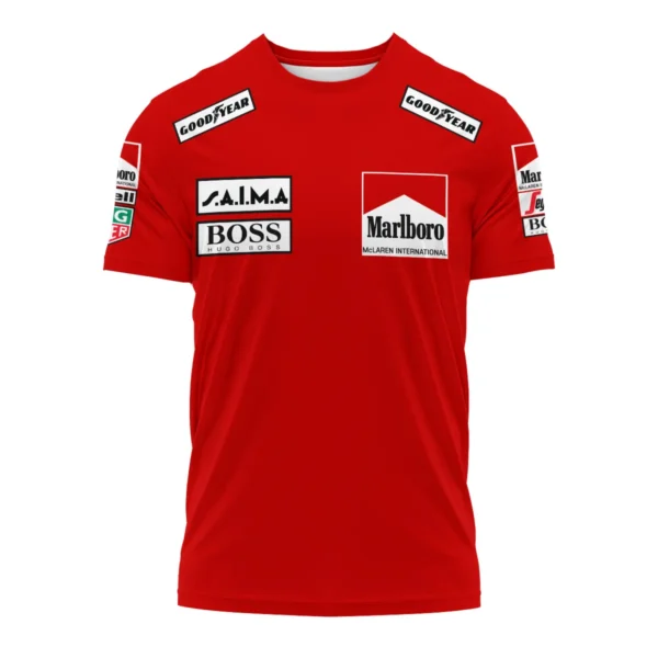 1985 Alain Prost Racing Suit McLaren F1 Team T-Shirt BLVAAP070725A04TS - Image 2