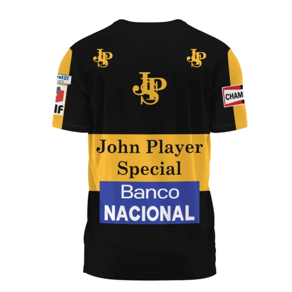 1985 Ayrton Senna John Player Special - Lotus F1 Racing Team T-Shirt BL3725A4TS - Image 3