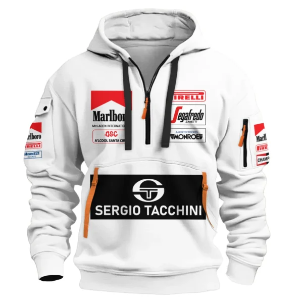 1984 Ayrton Senna Sergio Tacchini Toleman F1 Promotional Team Hoodie Half Zipper BL3725A7HDF - Image 2
