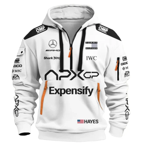 2025 F1 The Movie White Version For Racing Fan Exclusive Hoodie Half Zipper BLF116625A1HDF - Image 2