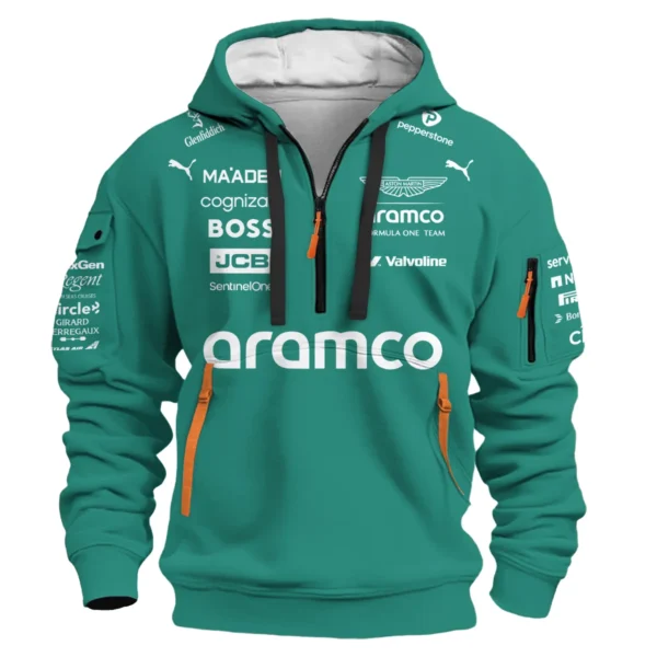 2025 Aston Martin F1 Race Suit Hoodie Half Zipper BLVA120725A04AMHDF - Image 2