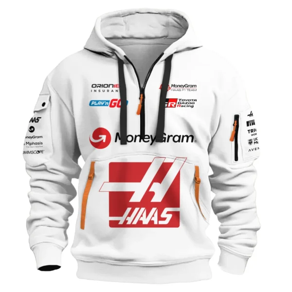 2025 Haas F1 Race Suit Hoodie Half Zipper BLVA150725HAAS04HDF - Image 2