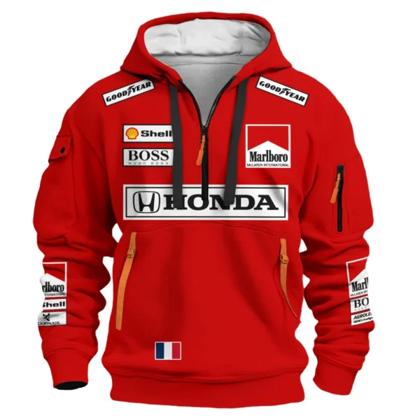 1989 Alain Prost Racing Costume Ferrari F1 Team Hoodie Half Zipper BLVAAP070725A01HDF - Image 2