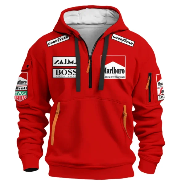 1985 Alain Prost Racing Suit McLaren F1 Team Hoodie Half Zipper BLVAAP070725A04HDF - Image 2