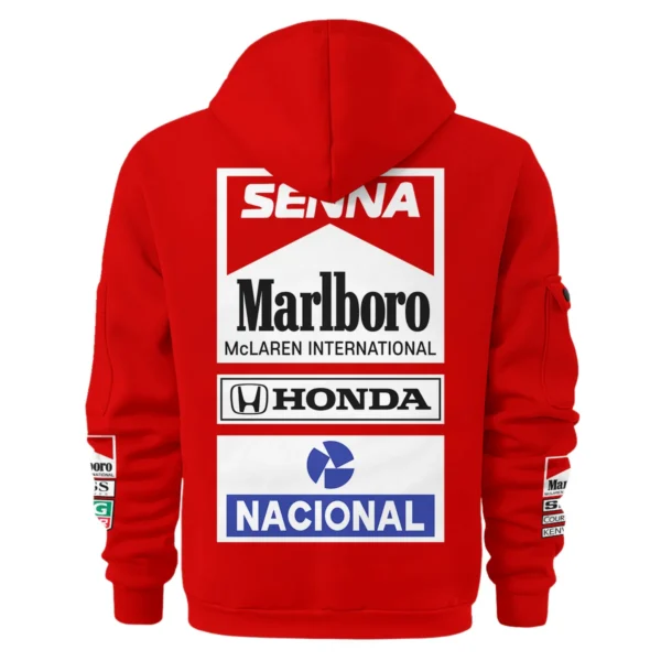 1988 Ayrton Senna Honda Race Suit Marlboro McLaren Hoodie Half Zipper BL3725A2HDF - Image 3