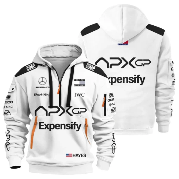 2025 F1 The Movie White Version For Racing Fan Exclusive Hoodie Half Zipper BLF116625A1HDF