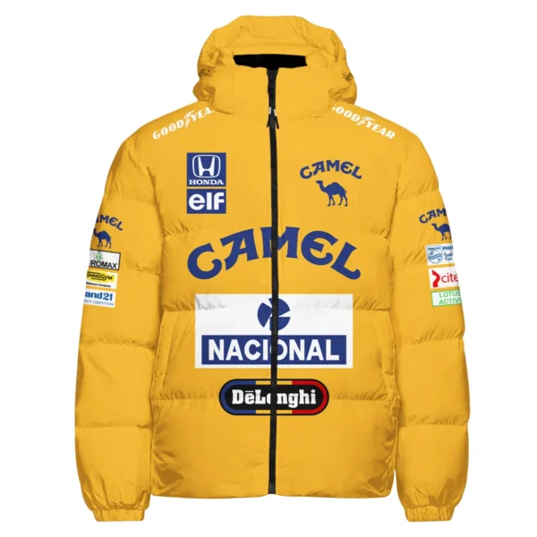 1987 Ayrton Senna Camel Honda Formula 1 Racing Team Down & Puffer Jackets BL3725A5HCJ - Image 2