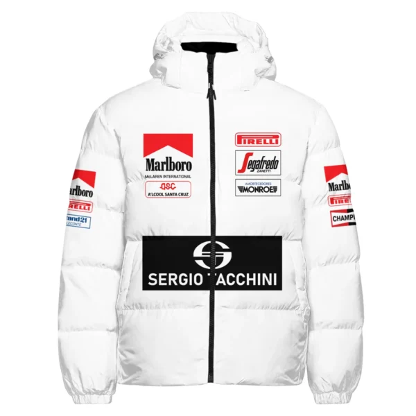 1984 Ayrton Senna Sergio Tacchini Toleman F1 Promotional Team Down & Puffer Jackets BL3725A7HCJ - Image 2