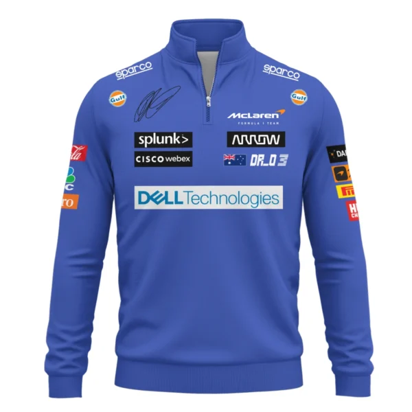 2021 Daniel Ricciardo McLaren F1 Team Race Suit Quarter-Zip Sweatshirt BLVA180725A03QZS - Image 2