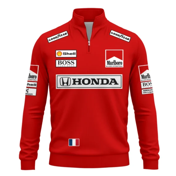 1989 Alain Prost Racing Costume Ferrari F1 Team Quarter-Zip Sweatshirt BLVAAP070725A01QZS - Image 2