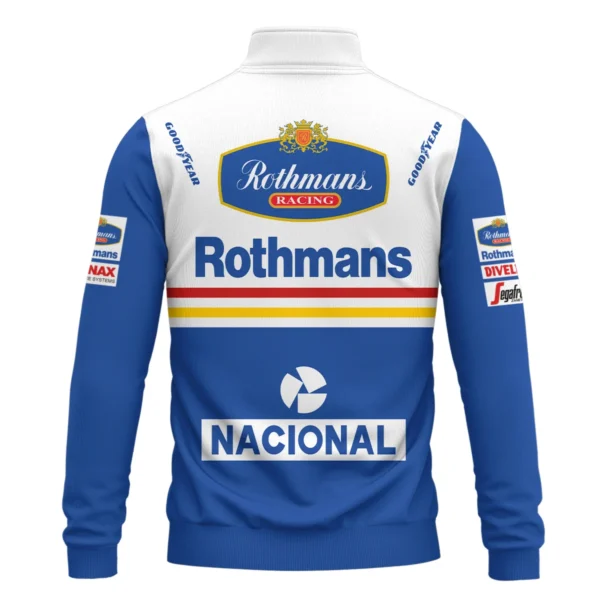 1994 Ayrton Senna Rothmans Williams Renault F1 Racing Team Quarter-Zip Sweatshirt BL3725A6QZS - Image 3