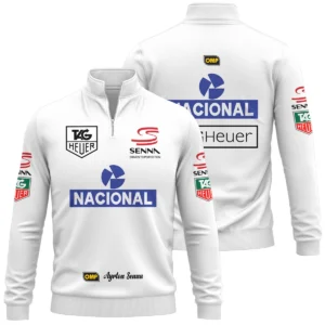 1985 Ayrton Senna John Player Special Lotus F1 Racing Team Quarter-Zip Sweatshirt BL3725A3QZS