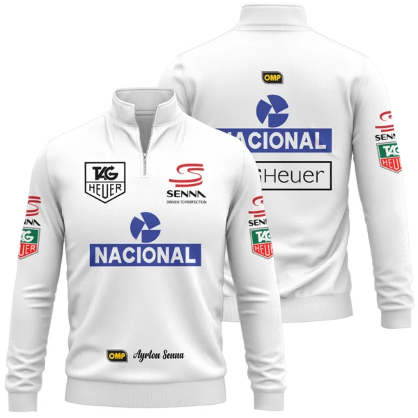 1985 Ayrton Senna John Player Special Lotus F1 Racing Team Quarter-Zip Sweatshirt BL3725A3QZS
