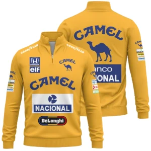 1987 Ayrton Senna Camel Honda Formula 1 Racing Team Quarter-Zip Sweatshirt BL3725A5QZS