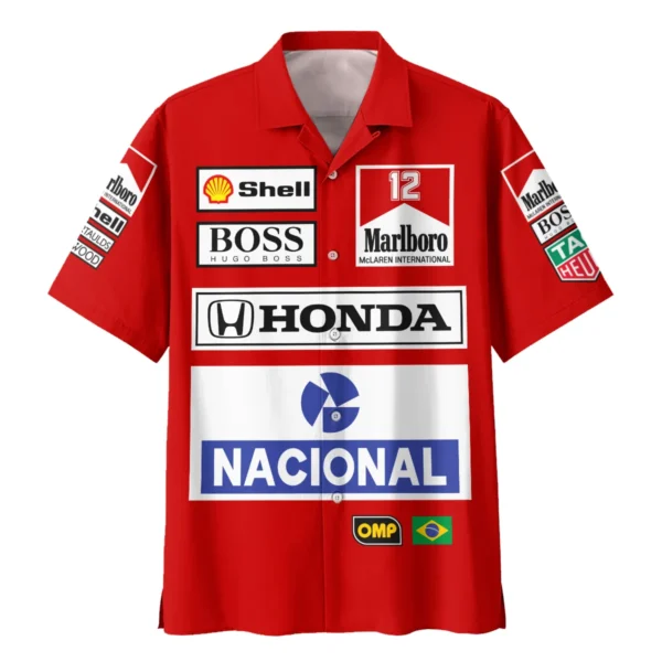 1988 Ayrton Senna Honda Race Suit Marlboro McLaren Hawaiian Shirt BL3725A2HW - Image 2