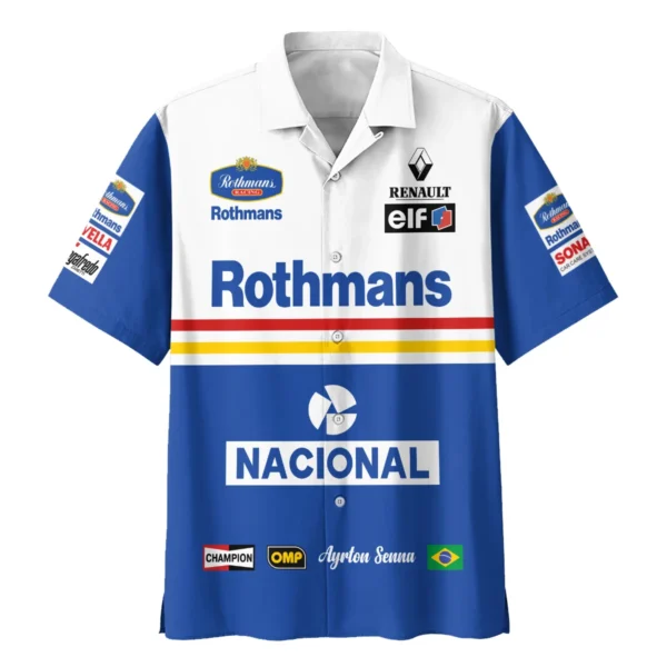 1994 Ayrton Senna Rothmans Williams Renault F1 Racing Team Hawaiian Shirt BL3725A6HW - Image 2