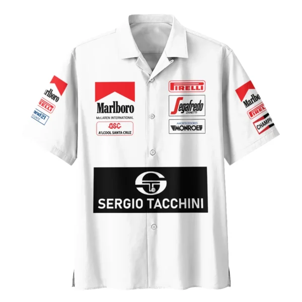 1984 Ayrton Senna Sergio Tacchini Toleman F1 Promotional Team Hawaiian Shirt BL3725A7HW - Image 2