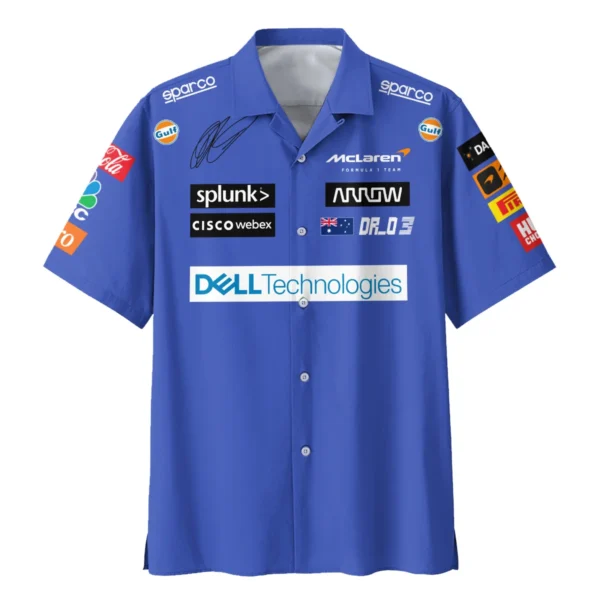 2021 Daniel Ricciardo McLaren F1 Team Race Suit Hawaiian Shirt BLVA180725A03HW - Image 2