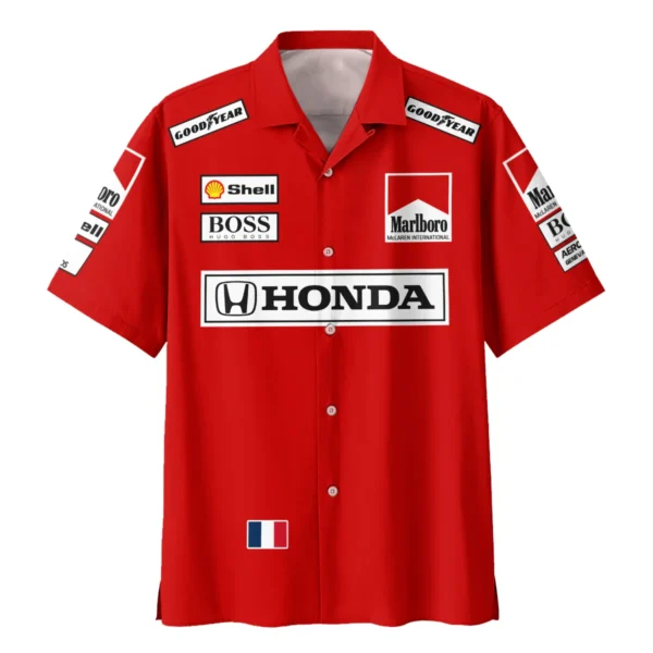 1989 Alain Prost Racing Costume Ferrari F1 Team Hawaiian Shirt BLVAAP070725A01HW - Image 2