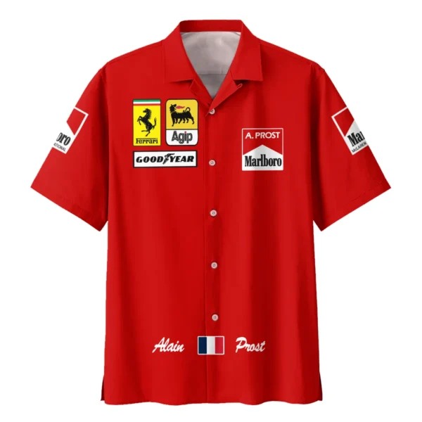 1990 Alain Prost Racing Costume Ferrari F1 Team Hawaiian Shirt BLVAAP070725A02HW - Image 2