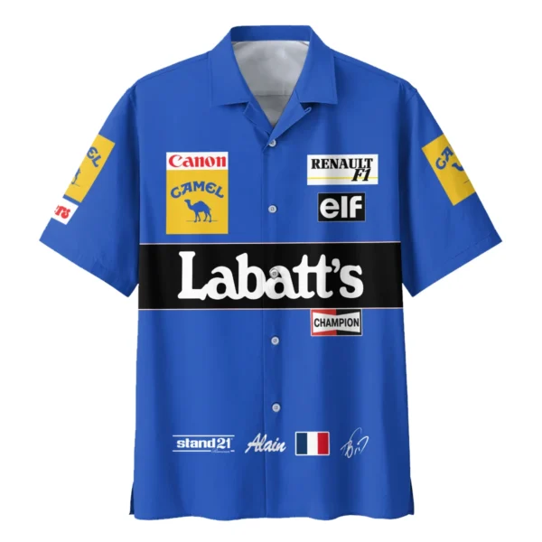 1993 Alain Prost Racing Suit Williams Renault F1 Team Hawaiian Shirt BLVAAP070725A03HW - Image 2