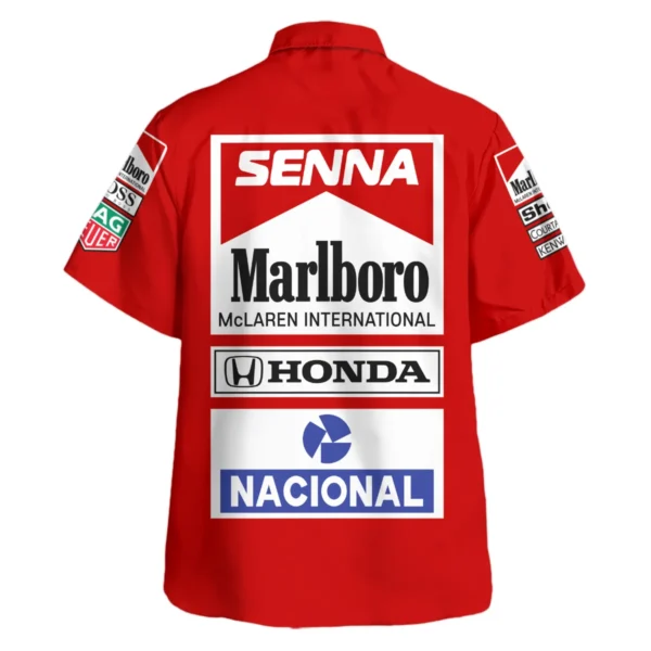 1988 Ayrton Senna Honda Race Suit Marlboro McLaren Hawaiian Shirt BL3725A2HW - Image 3